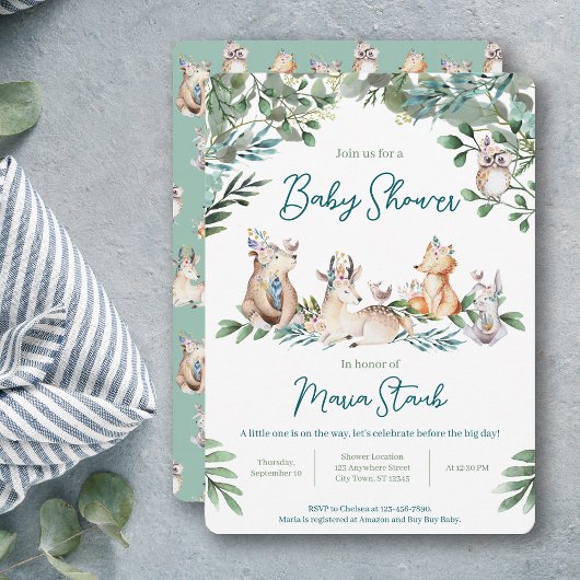 Bosdier bos baby shower uitnodiging