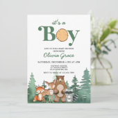 Bosdier bos jongen babyshower kaart (Staand voorkant)