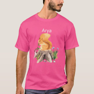 Bosdier eekhoorn met naam Arya jongen T-shirt