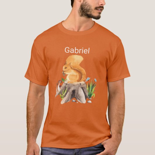 Bosdier eekhoorn met naam Gabriel grappig T-shirt (Voorkant)