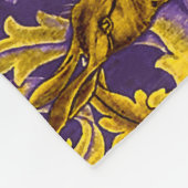 BOSDIER, FOX, PEACOCK, HARE GOUDE PAARSE STROOM FLEECE DEKEN (Hoek)