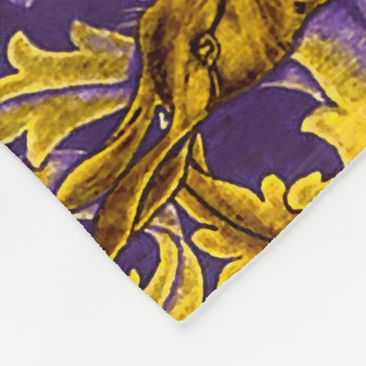 BOSDIER, FOX, PEACOCK, HARE GOUDE PAARSE STROOM FLEECE DEKEN (Hoek)