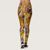 BOSDIER, FOX, PEACOCK, HARE GOUDE PAARSE STROOM LEGGINGS (Achterkant)