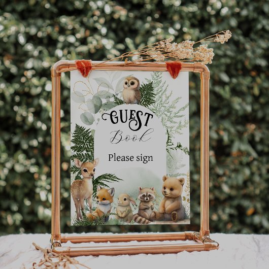 Bosdier groenheid gastboek baby shower poster