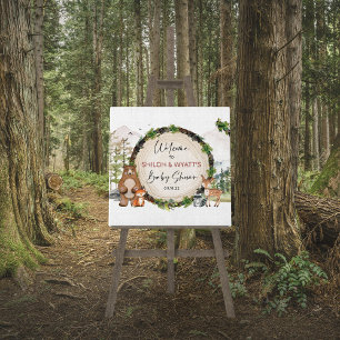 Bosdier houten plak welkomstbord poster
