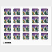 Bosdier Kerst Aurora Waterverf Stickers (Vel)