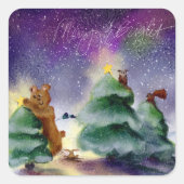 Bosdier Kerst Aurora Waterverf Stickers (Voorkant)