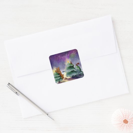 Bosdier Kerst Aurora Waterverf Stickers (Envelop)