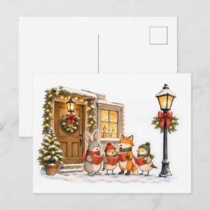 Bosdier Kerstliedjeszangers voor de Feestdagen Briefkaart