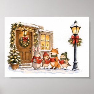 Bosdier Kerstliedjeszangers voor de Feestdagen  Poster