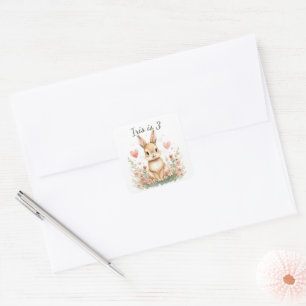 Bosdier Knuffel Konijn Pastel Roze Harten Vierkante Sticker