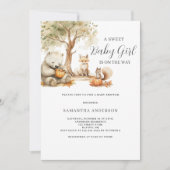 Bosdier Meisje Baby Shower Uitnodiging (Voorkant)