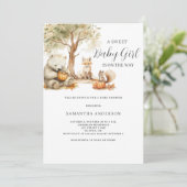 Bosdier Meisje Baby Shower Uitnodiging (Staand voorkant)