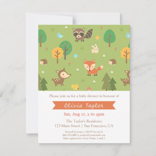 Bosdier Patronen Baby Shower Uitnodigingen (Voorkant)