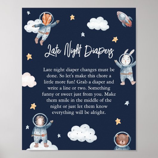 Bosdier Ruimtekind 'Late Night Luier' Poster (Voorkant)