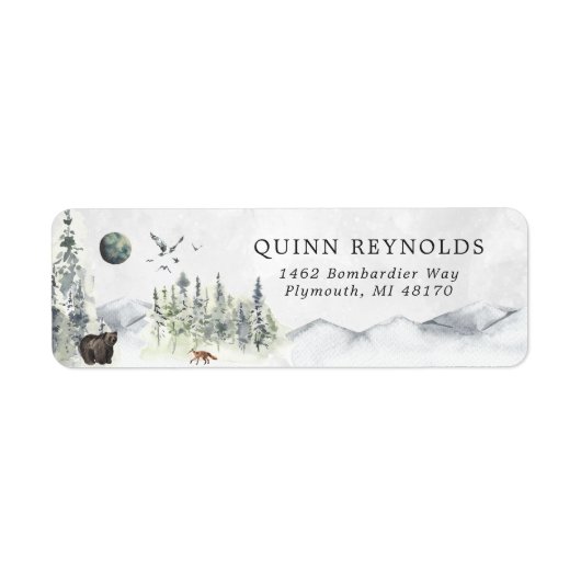 bosdier | Teruggaveadreslabel Forest Baby Etiket (Voorkant)