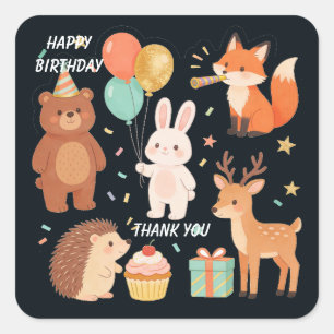Bosdier verjaardagsfeest cadeautje vierkante sticker