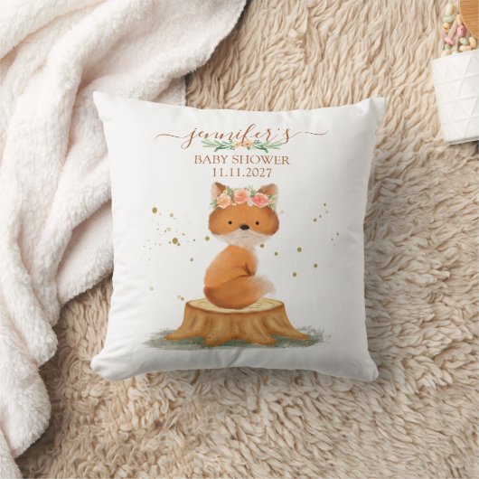 Bosdier Vos Baby Shower Botanisch Ontwerp Kussen (Deken)