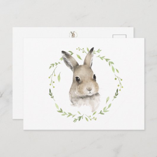 Bosdier Waterverf Konijn Briefkaart (Voorkant / Achterkant)