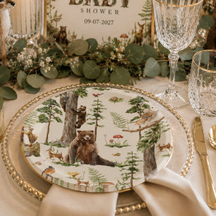 Bosdier Woud Wilde Patroon baby shower Papieren Bordje