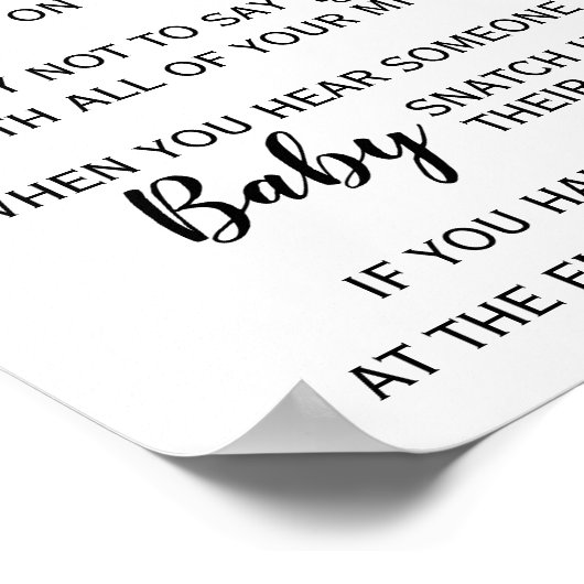 Bosdier zeg niet dat het Baby shower van het Baby- Poster (Hoek)