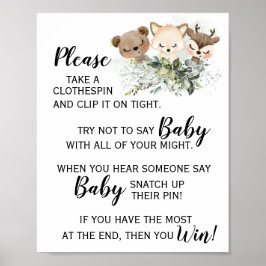 Bosdier zeg niet dat het Baby shower van het Baby- Poster