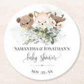 Bosdierbossen Baby shower Greenery Ronde Kartonnen Onderzetter (Voorkant)