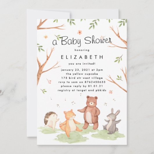 Bosdierdieren dansen Forest Picnic Kaart (Voorkant)