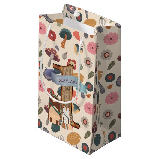 Bosdieren 1e verjaardag Wilde Eén - Tribal Klein Cadeauzakje (Voorkant Gekanteld)