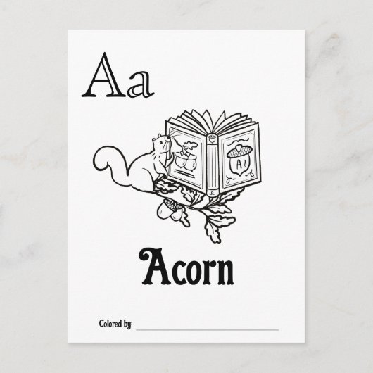 Bosdieren ABC Kleurend Baby shower Activiteit Briefkaart (Voorkant)