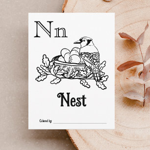 Bosdieren ABC Kleurend Baby shower Activiteit Briefkaart