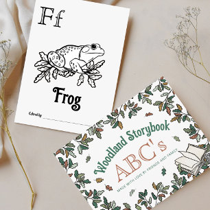 Bosdieren ABC Kleurend Baby shower Activiteit Briefkaart