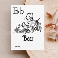 Bosdieren ABC Kleurend Baby shower Activiteit