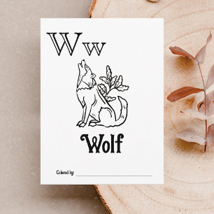 Bosdieren ABC Kleurend Baby shower Activiteit Briefkaart