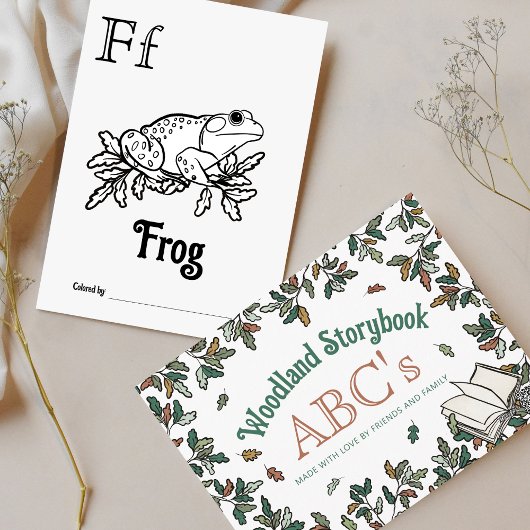 Bosdieren ABC Kleurend Baby shower Activiteit Briefkaart