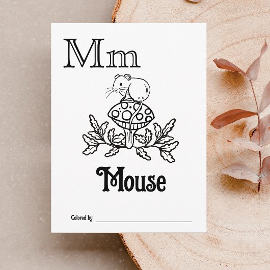 Bosdieren ABC Kleurend Baby shower Activiteit Briefkaart