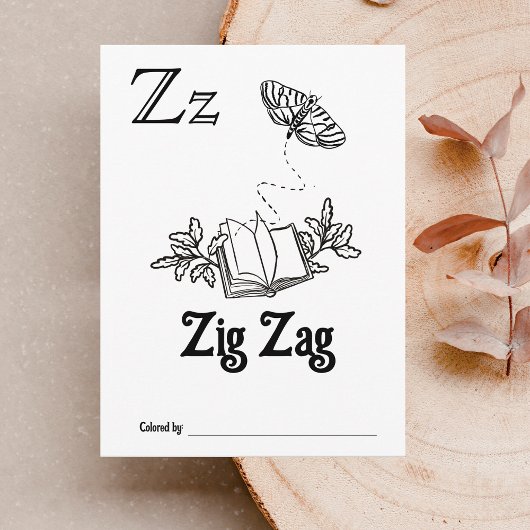 Bosdieren ABC Kleurend Baby shower Activiteit Briefkaart