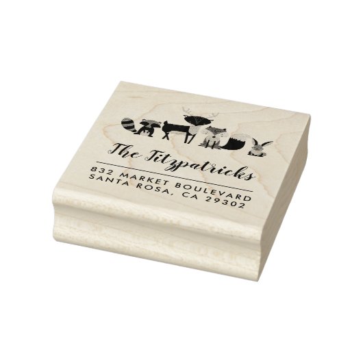 Bosdieren | Achternaam Retouradres Rubberstempel (Stempel)