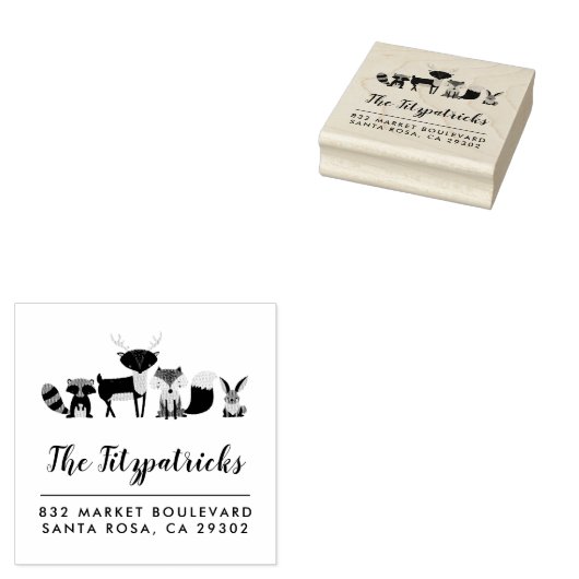 Bosdieren | Achternaam Retouradres Rubberstempel (Gestempeld)