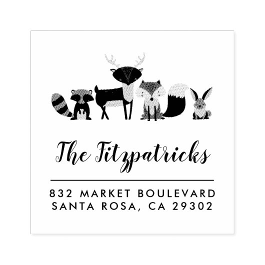 Bosdieren | Achternaam Retouradres Rubberstempel (Afrduk)