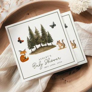 Bosdieren Aquarel Baby Shower Servet