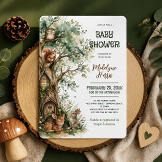 Bosdieren Aquarel Neutrale Baby Shower Kaart