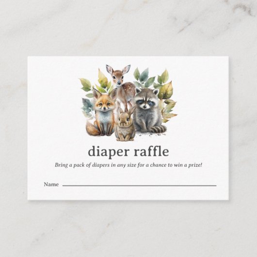 Bosdieren Arch Baby Luier Raffle Informatiekaartje (Voorkant)