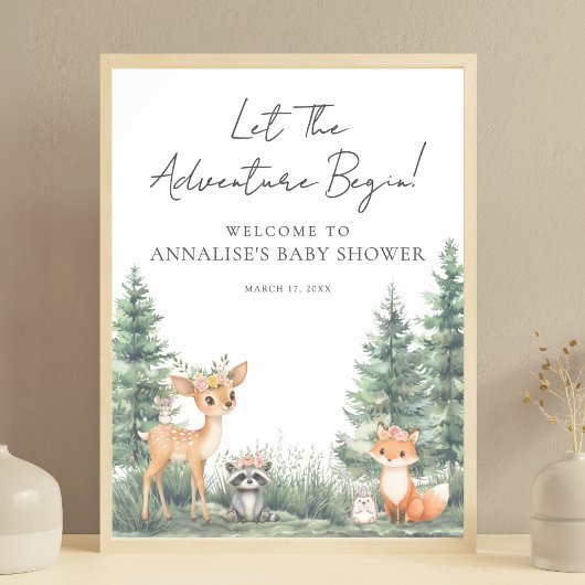 Bosdieren Avontuur Baby Shower Poster