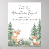Bosdieren Avontuur Baby Shower Poster (Voorkant)