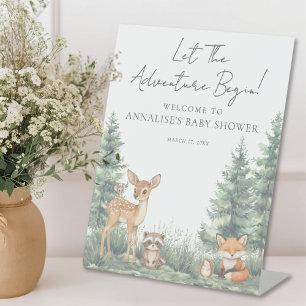 Bosdieren Avontuur Baby Shower Reclamebord Met Voetstuk