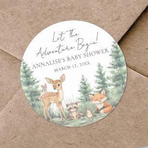 Bosdieren Avontuur Baby Shower Ronde Sticker