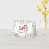 Bosdieren Baby Bedankt Kaart (Gele Bloem)