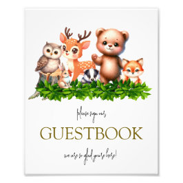 Bosdieren baby GuestBook teken Foto Afdruk