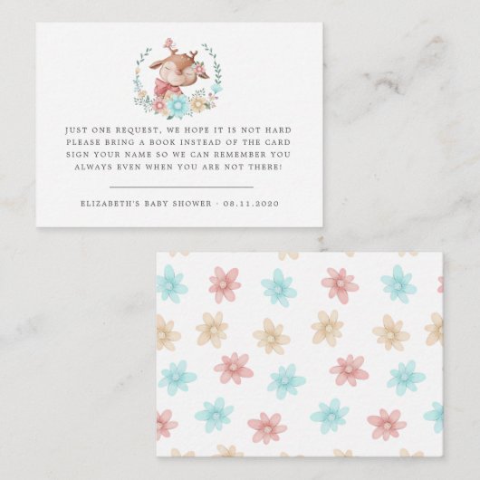 Bosdieren baby Herten baby shower Informatiekaartje (Voorkant / Achterkant)